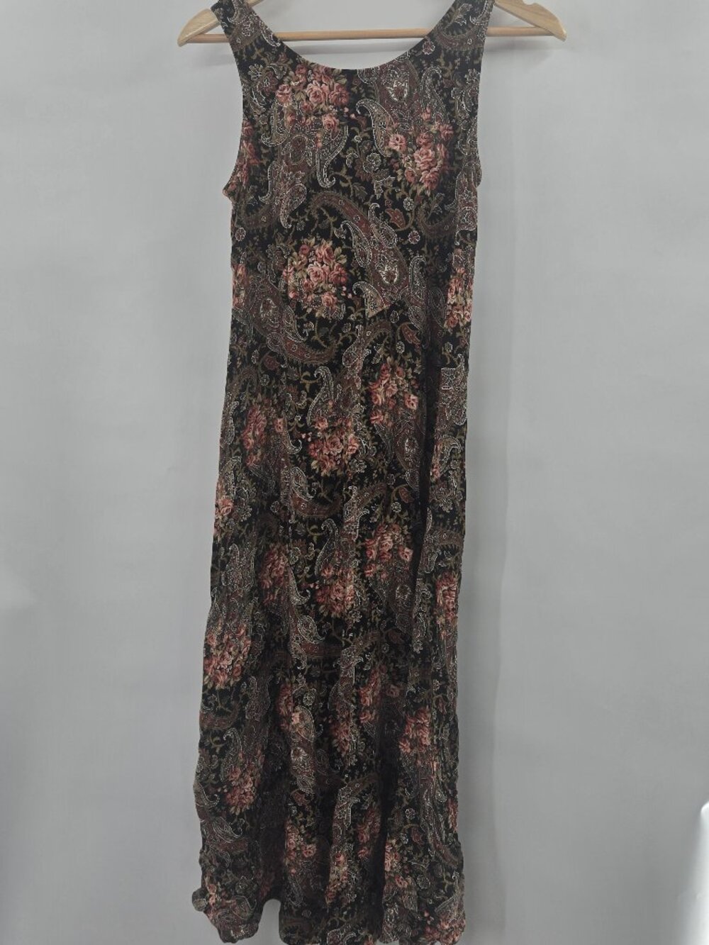 Vintage 90s All that Jazz Paisley Floral Maxi Dress Approx Small - Picture 2 of 9